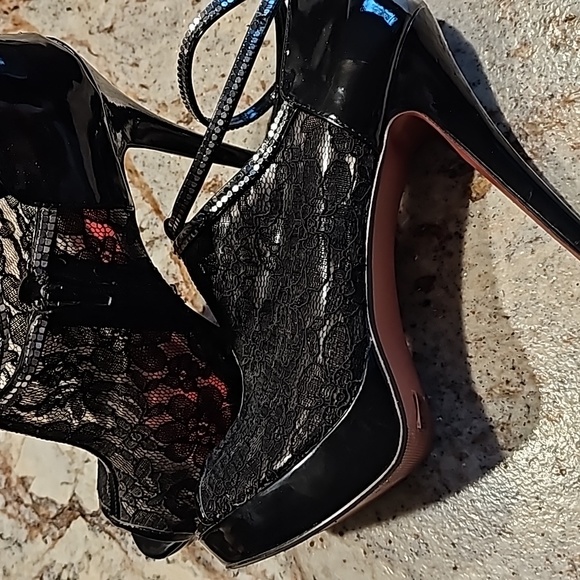 Nadara Black Lace Heels - Picture 2 of 9